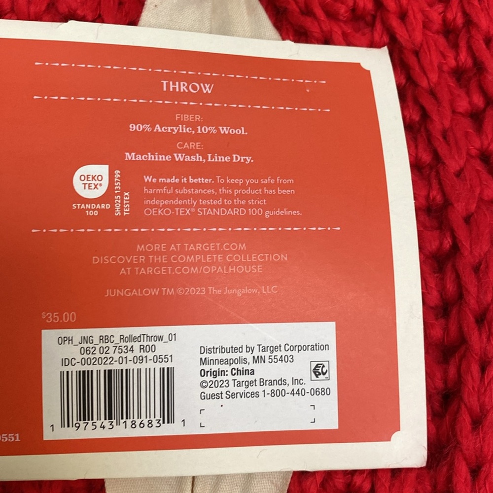 Opalhouse Red and White Knit Blanket - Picture 4 of 6